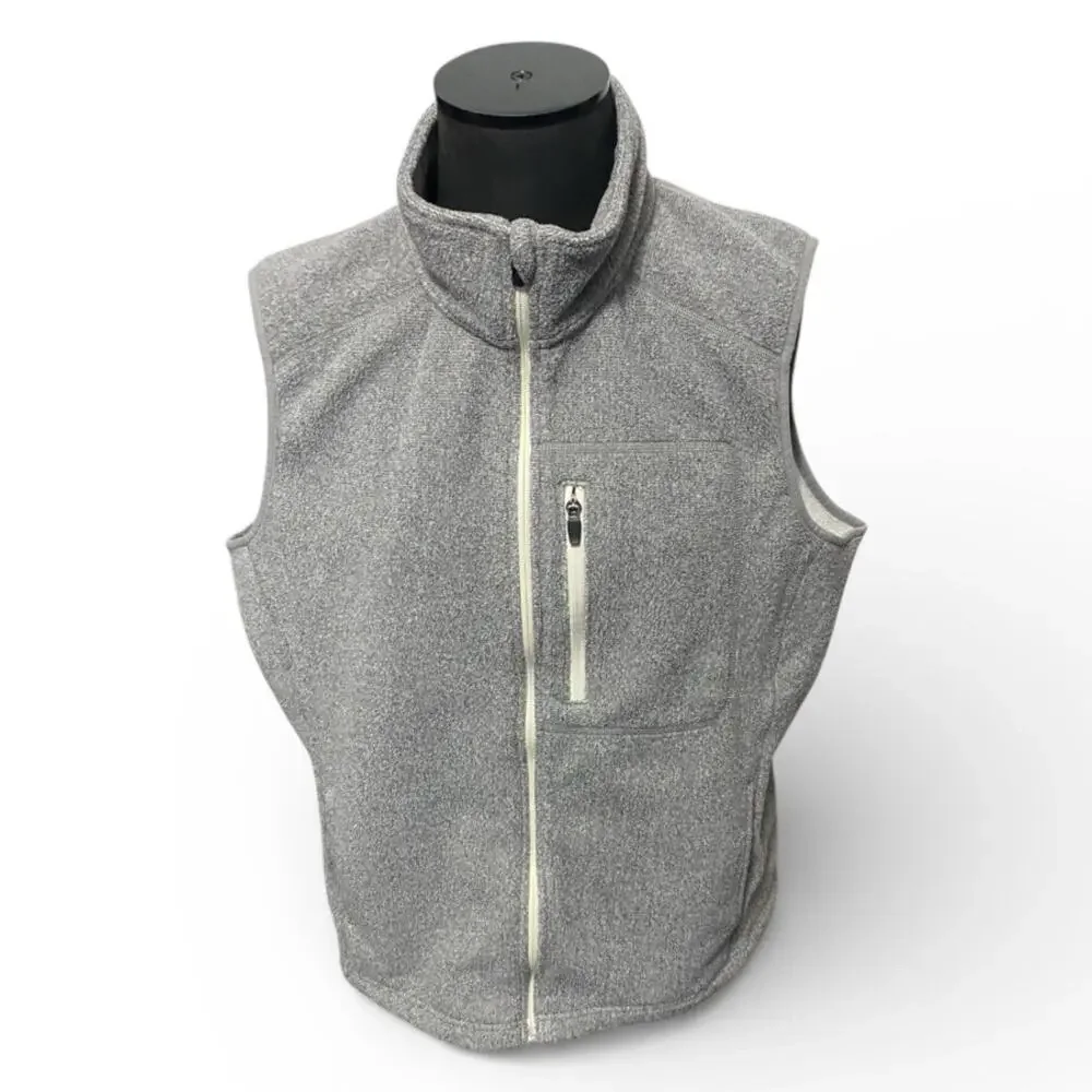 Duluth Trading Co. Men's Fleece Vest XL Gray Full Zip Up Chest Zip Pocket